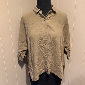 B32 Everlane XS Khaki Button-Down Women's Shirt Minimalist Casual